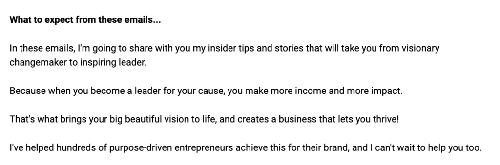 Screenshot showing part 3 of the Ethical Hour welcome email. Transcript below.