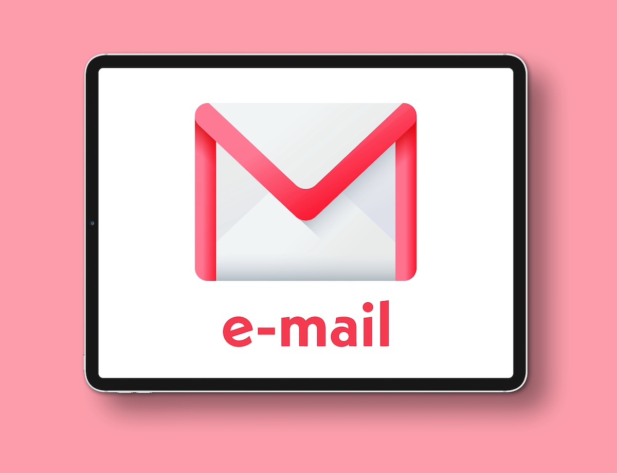 A tablet with an envelope icon and the word 'email'.