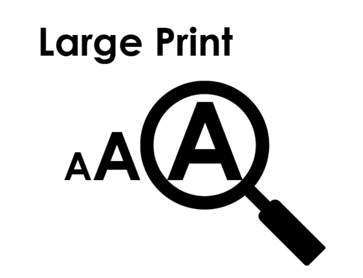The letter A, in 3 different sizes. A magnifier is shown on the biggest A.