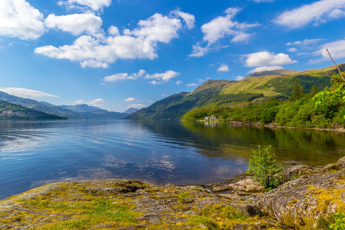 A Scottish lake (Loch Lomond at Rowardennan).