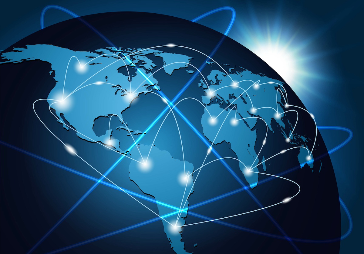 Illustration of the world with points of connected lights