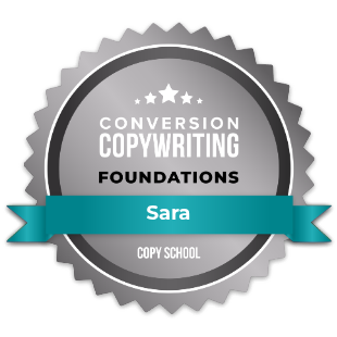 Conversion Copywriting Foundations badge for Sara from Copyhackers